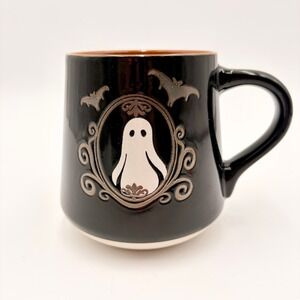 Spectrum Designz Halloween Ghost Bat Victorian Frame Black Orange Ceramic Mug